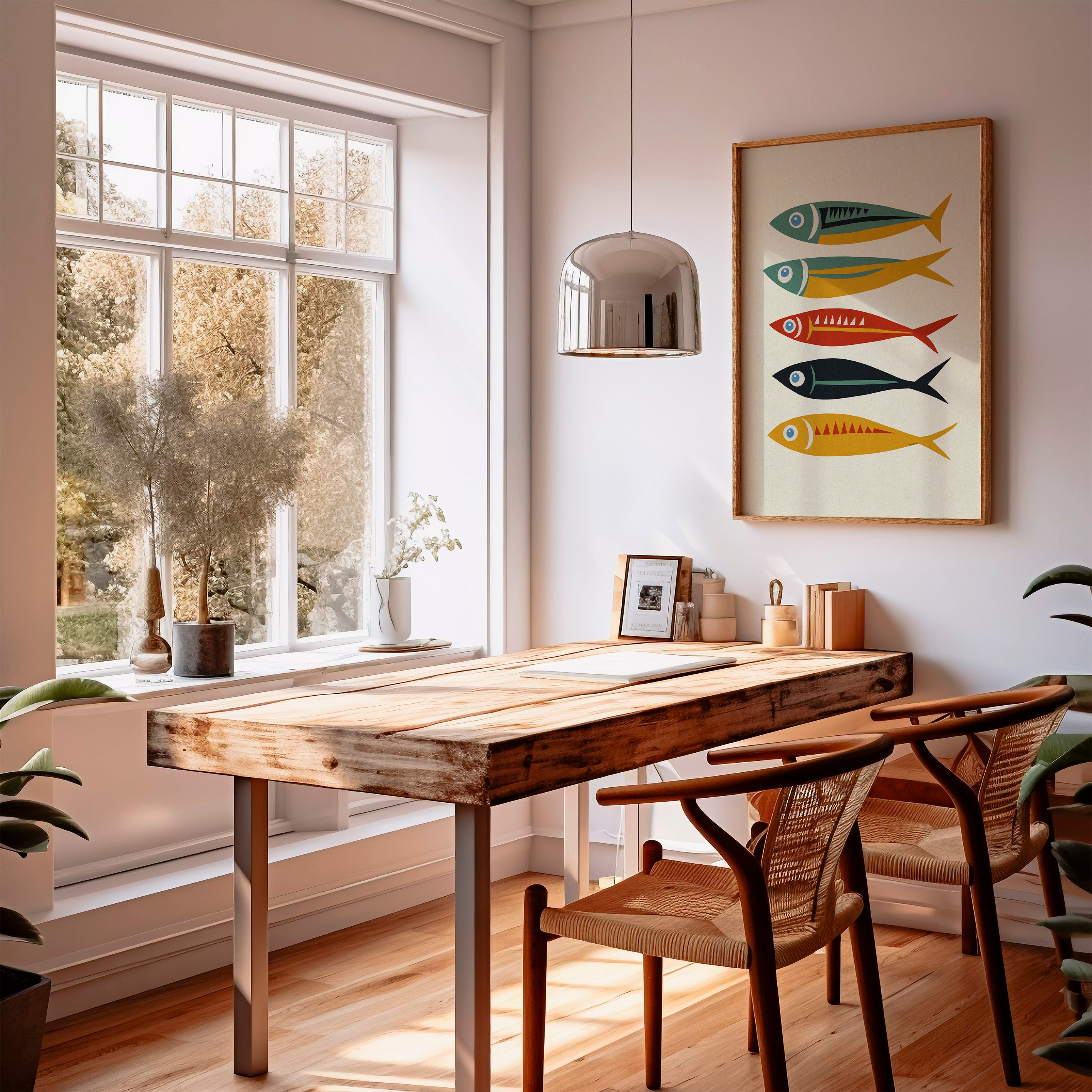 Five Sardines Mid Century Modern Art Print - Tejas Country Club