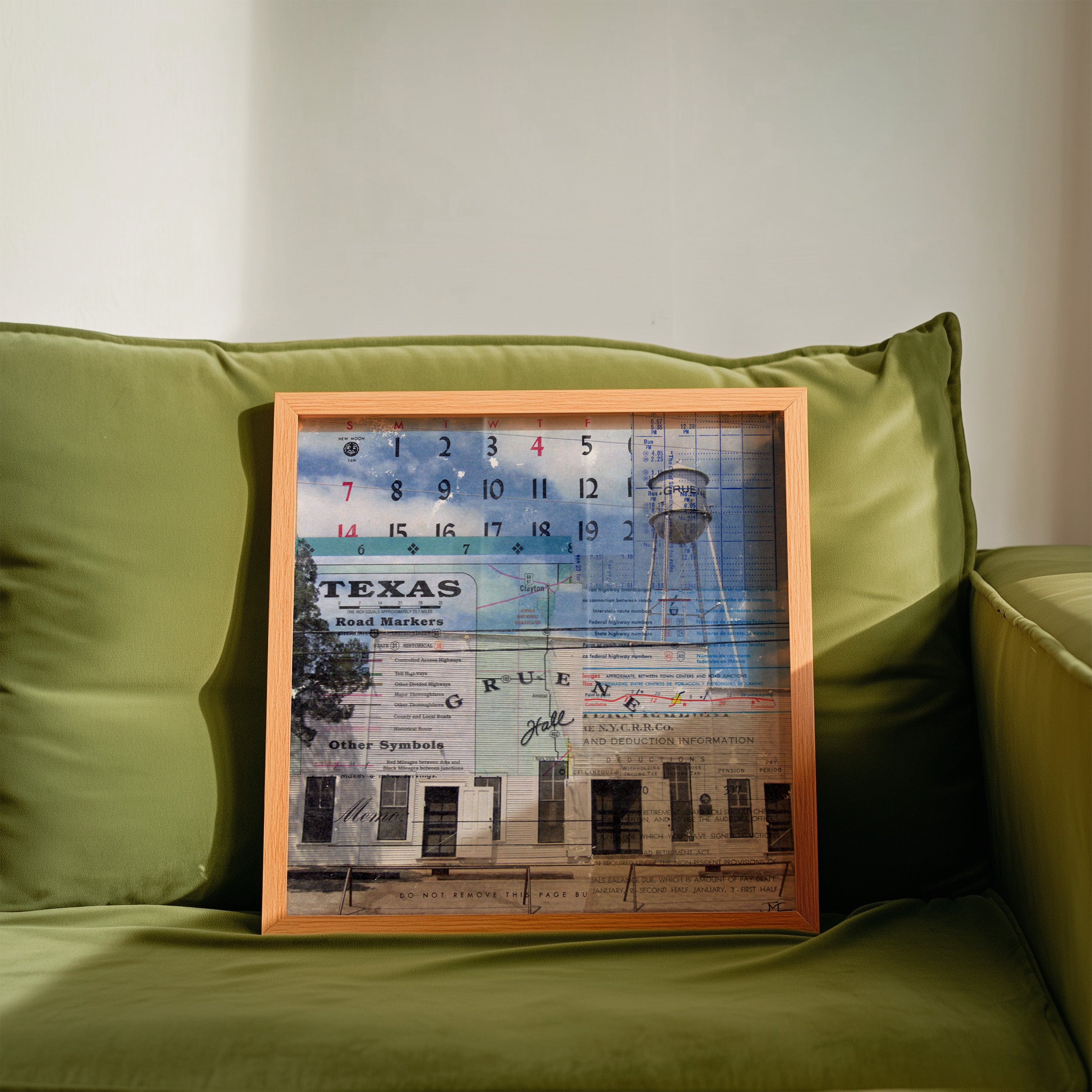 Gruene Hall Mixed Media Collage Art Print - Tejas Country Club