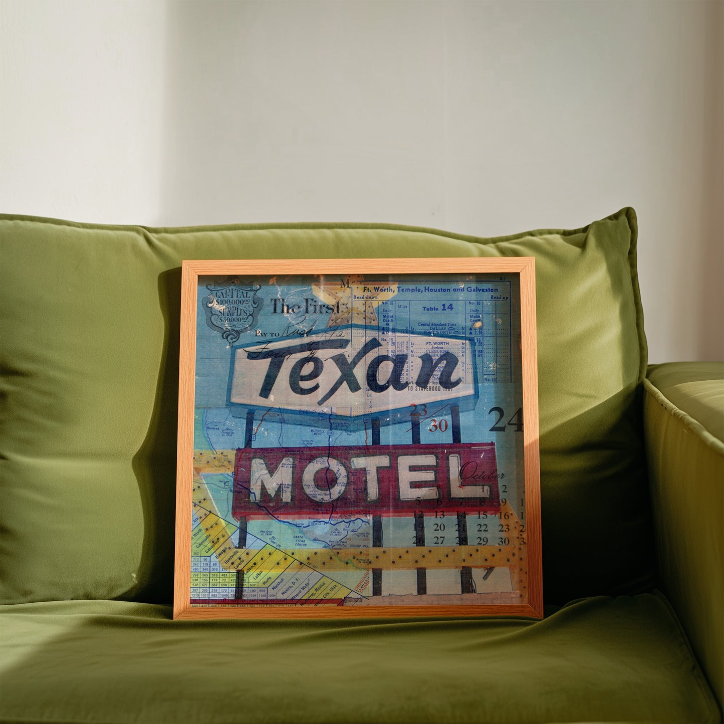 Texan Motel Mixed Media Collage Art Print