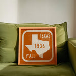 Texas Y'all Road Sign Art Print - Vintage Orange - Tejas Country Club