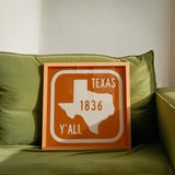 Texas Y'all Road Sign Art Print - Vintage Orange - Tejas Country Club