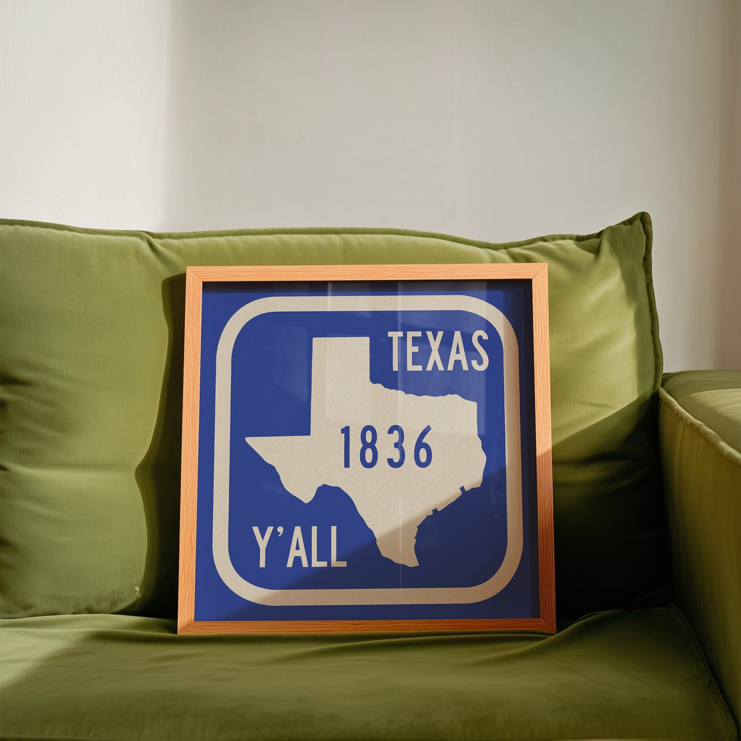 Texas Y'all Road Sign Art Print - Royal Blue