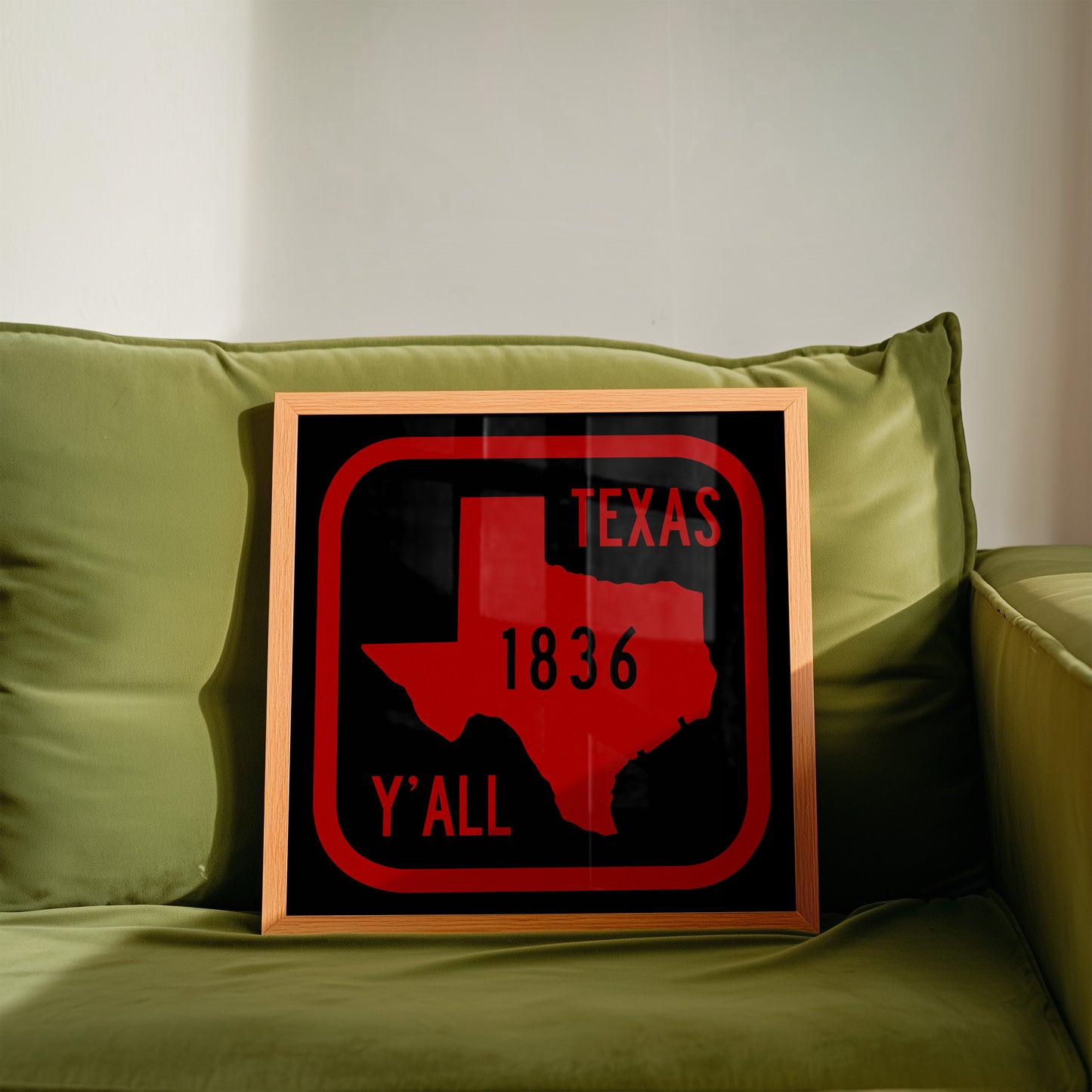 Texas Y'all Road Sign Art Print - Scarlet & Black