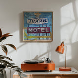 Texan Motel Mixed Media Collage Art Print - Tejas Country Club