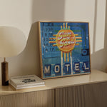 Sun 'n Sand Motel Mixed Media Collage Art Print - Tejas Country Club