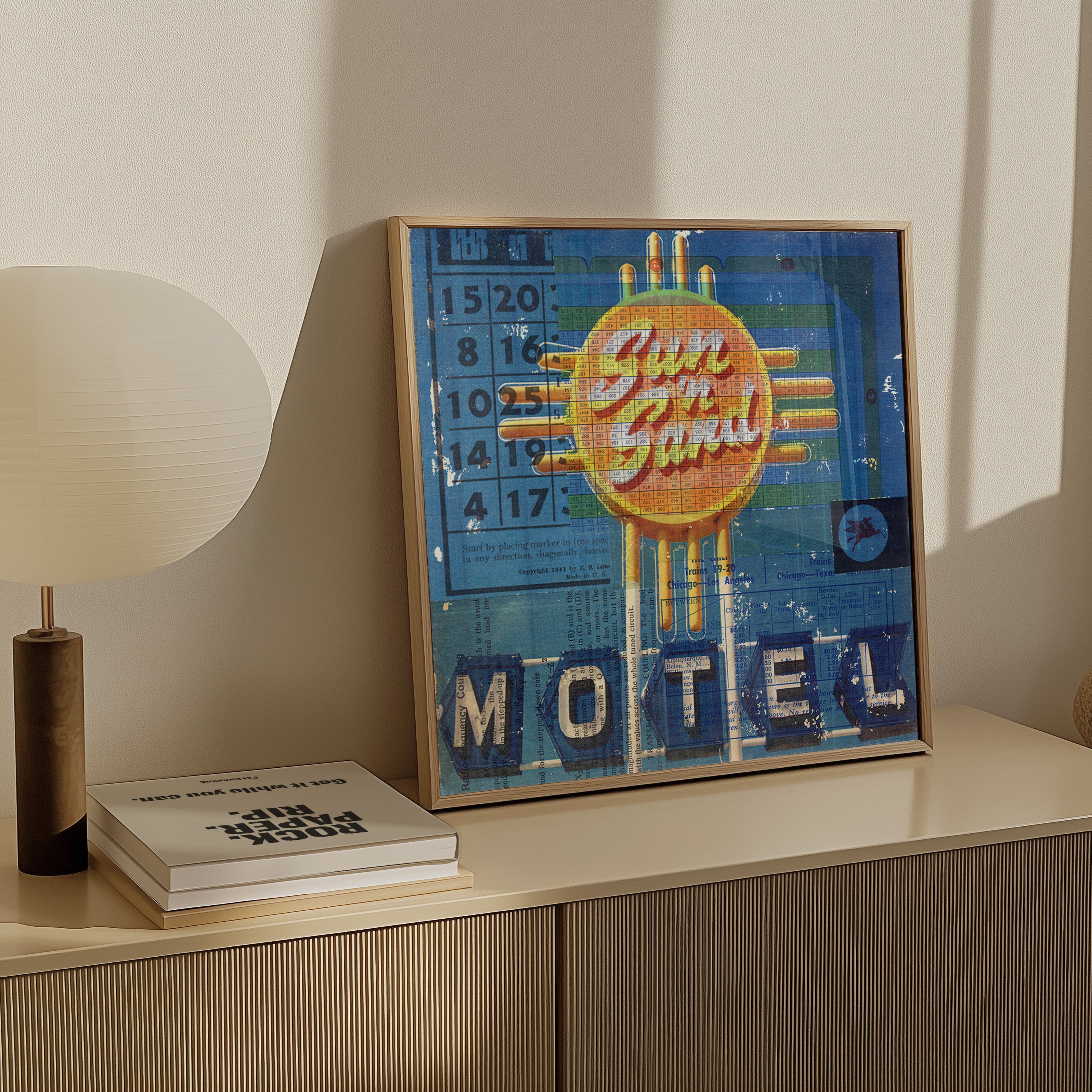Sun 'n Sand Motel Mixed Media Collage Art Print - Tejas Country Club