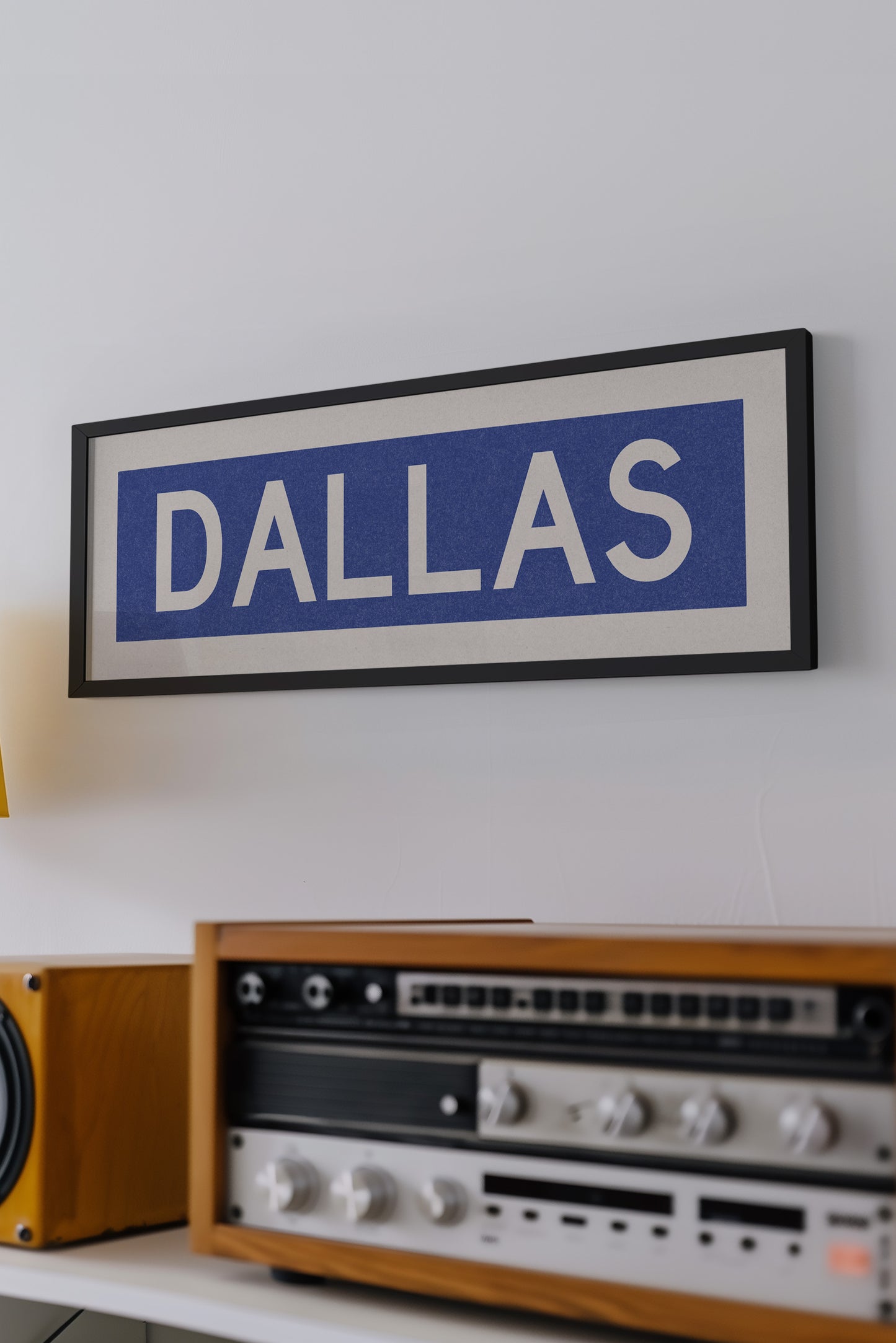 Framed Dallas Blue and White Bus Scroll