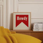 Howdy Banner Tab Typography Square Art Print - Tejas Country Club