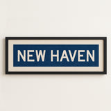 Framed New Haven Blue and White Bus Scroll - Tejas Country Club