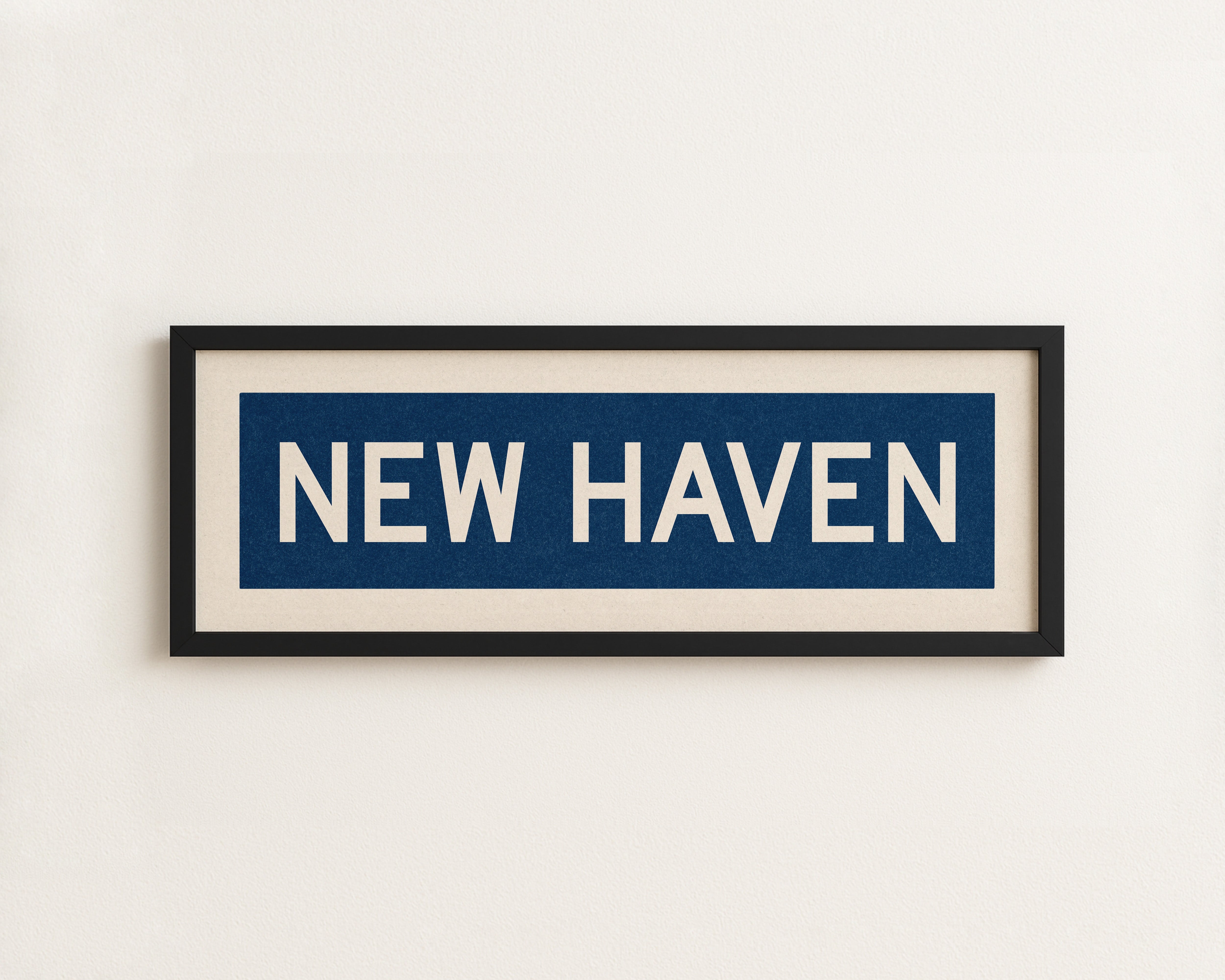 Framed New Haven Blue and White Bus Scroll - Tejas Country Club