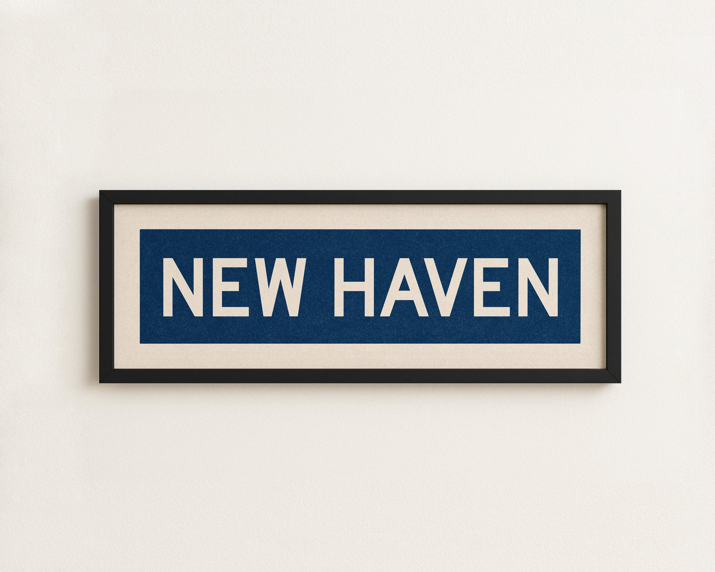 Framed New Haven Blue and White Bus Scroll