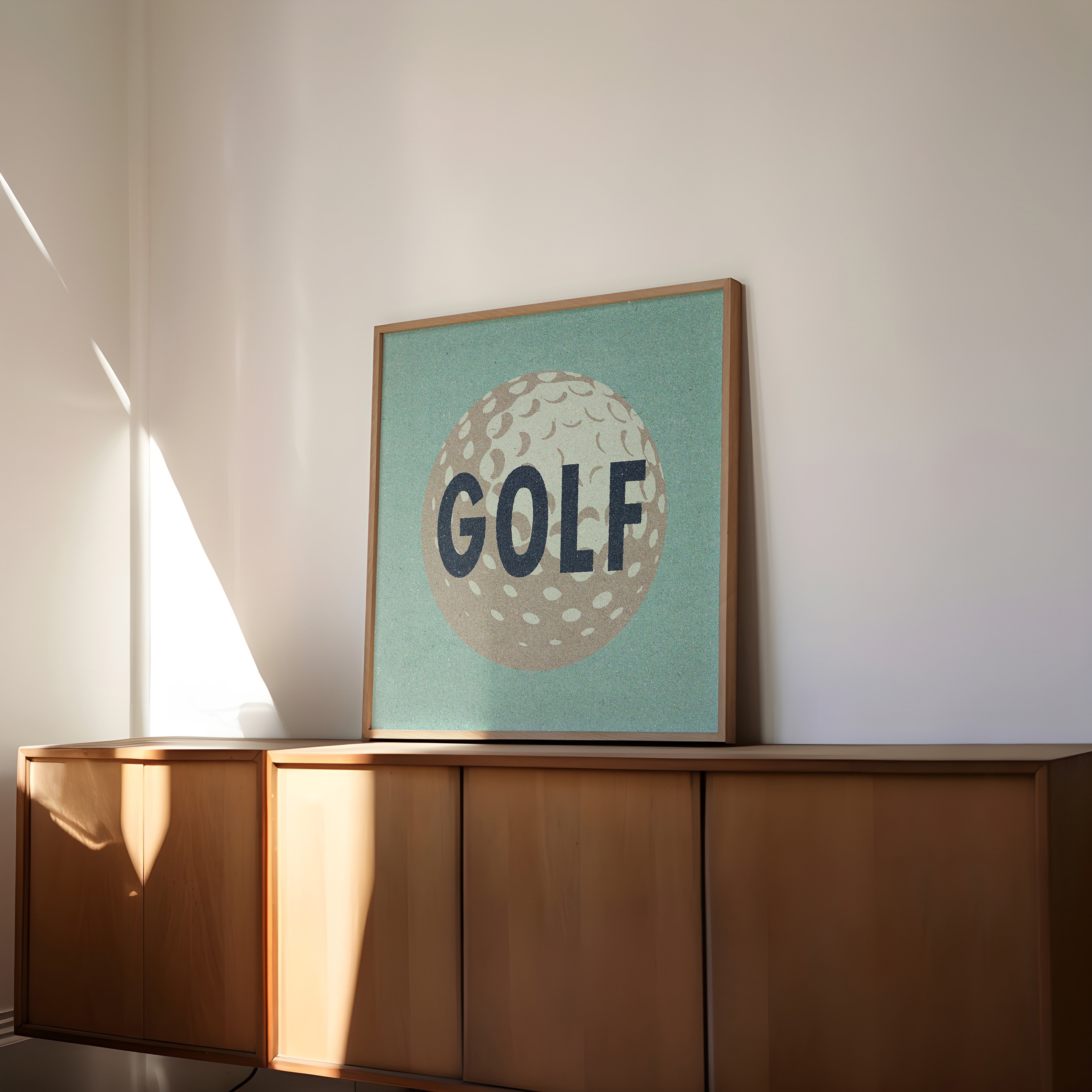 Retro Golf Ball Art Print Dusty Blue - Tejas Country Club