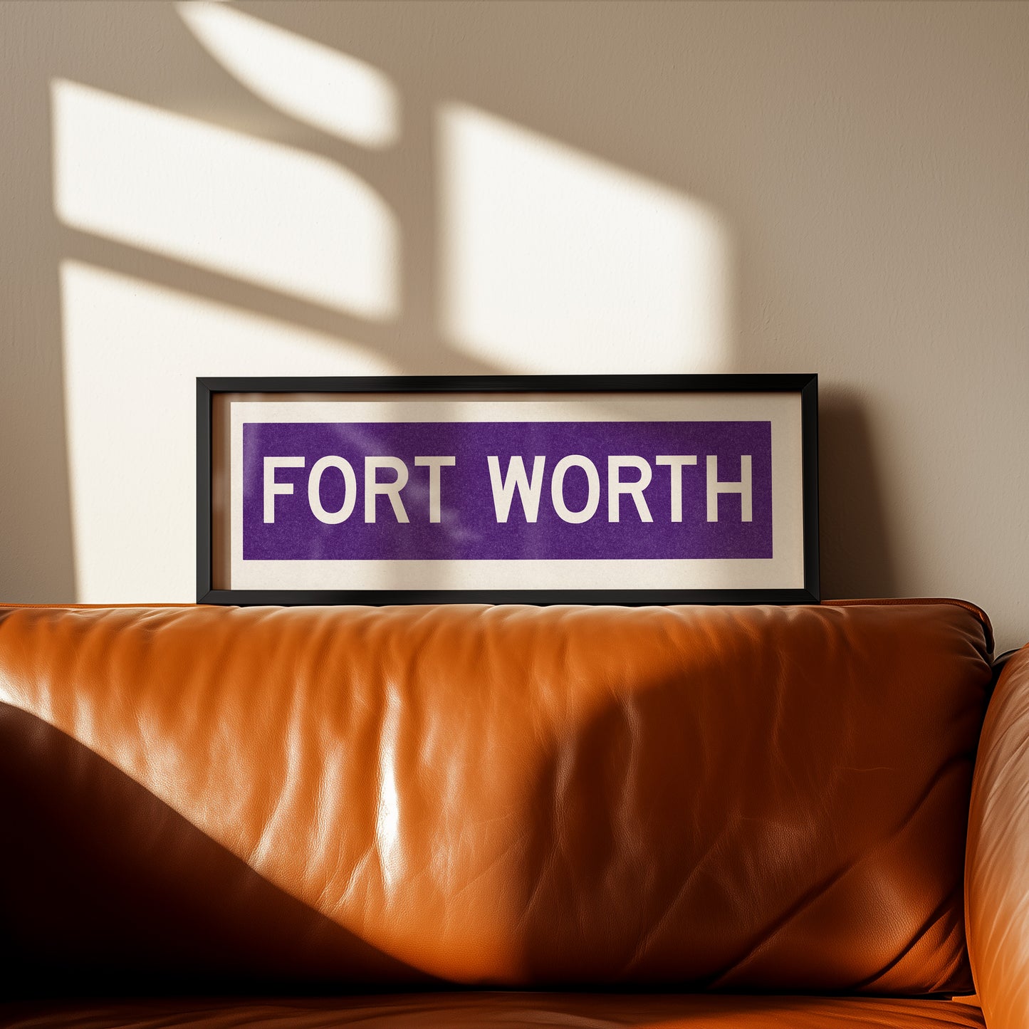 Framed Fort Worth Purple Bus Scroll