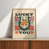 Lucky You Floral Horseshoe Art Print - Tejas Country Club