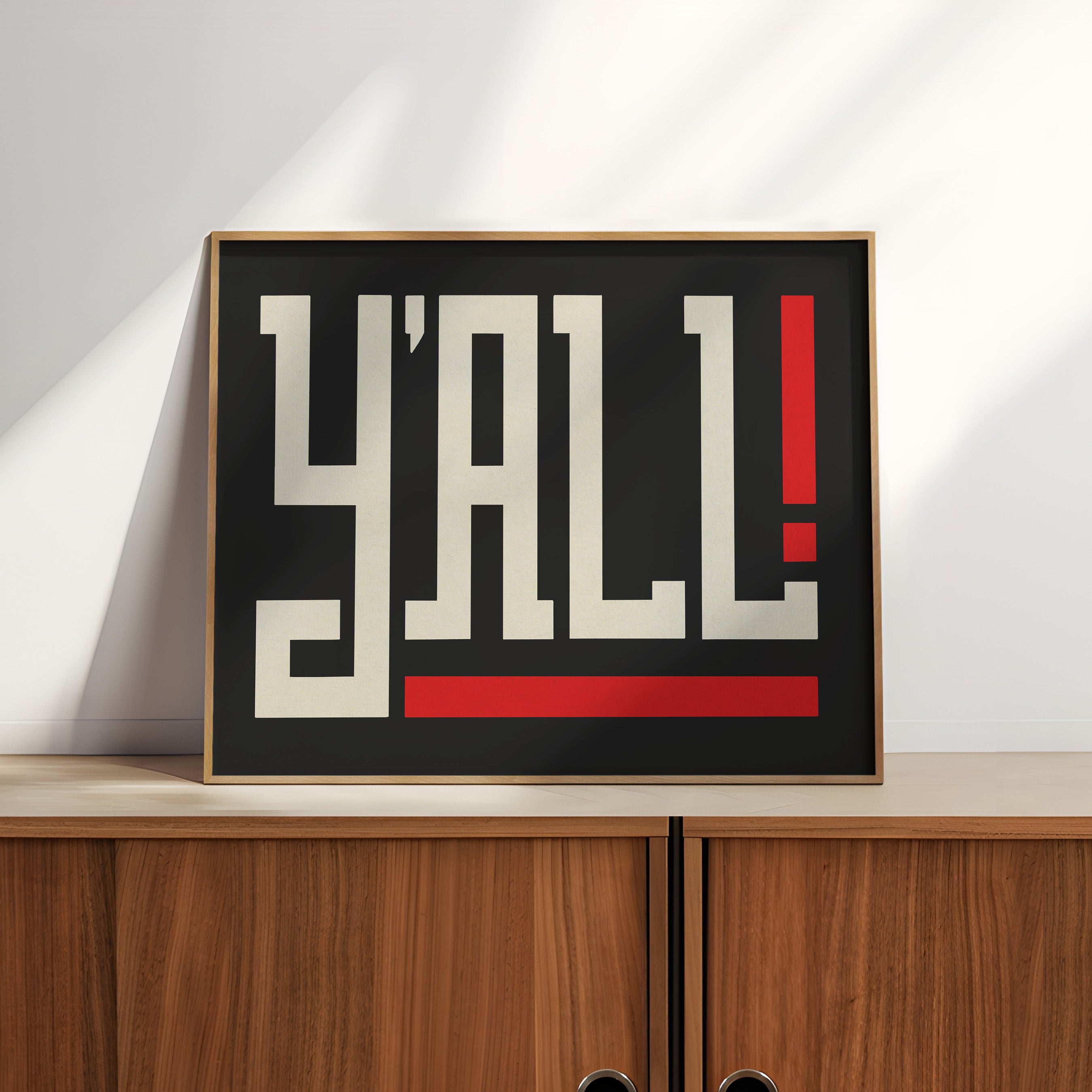 Y'all Typography Black and White Wall Art Print Poster Decor - Tejas Country Club