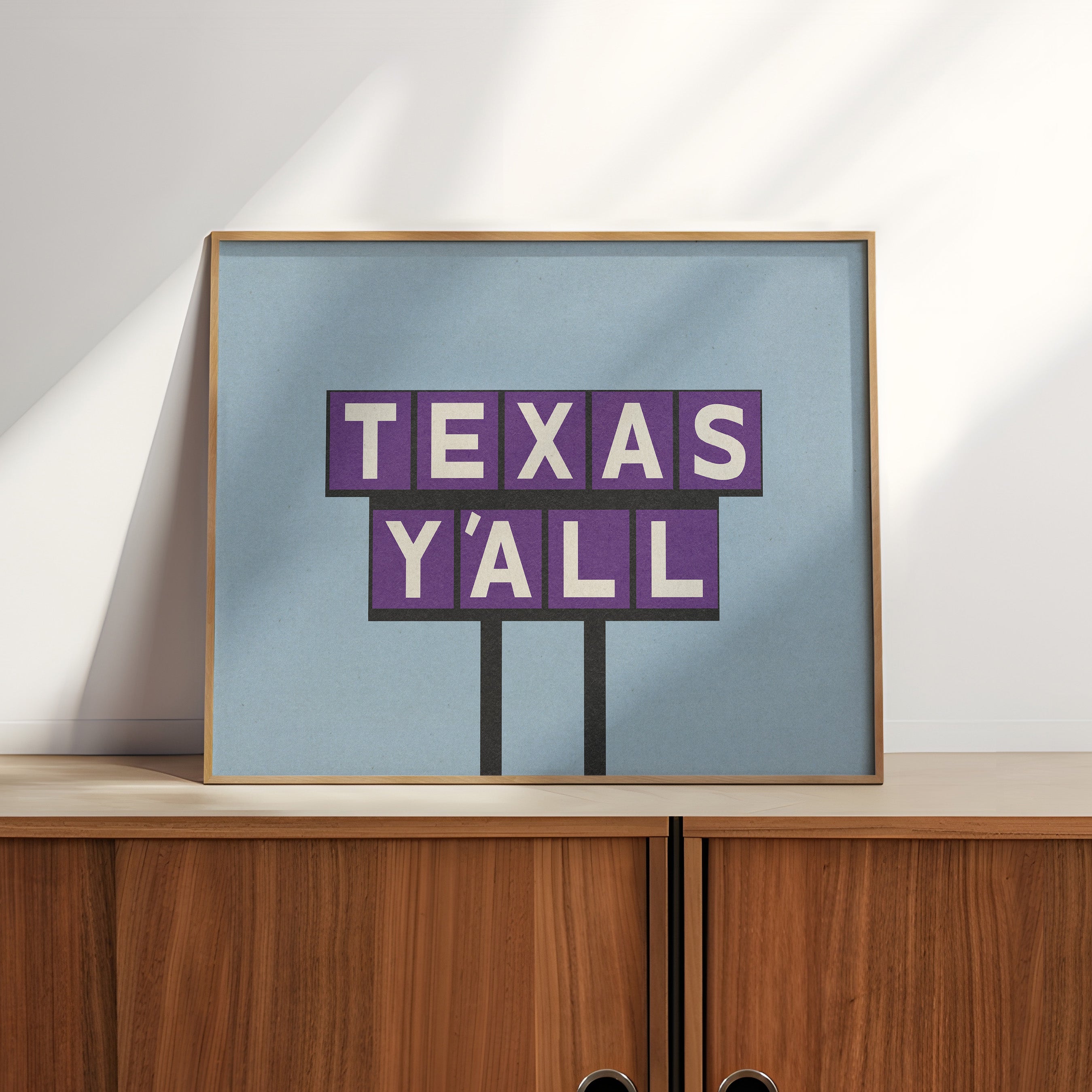 Texas Y'all Billboard Purple Art Print - Tejas Country Club