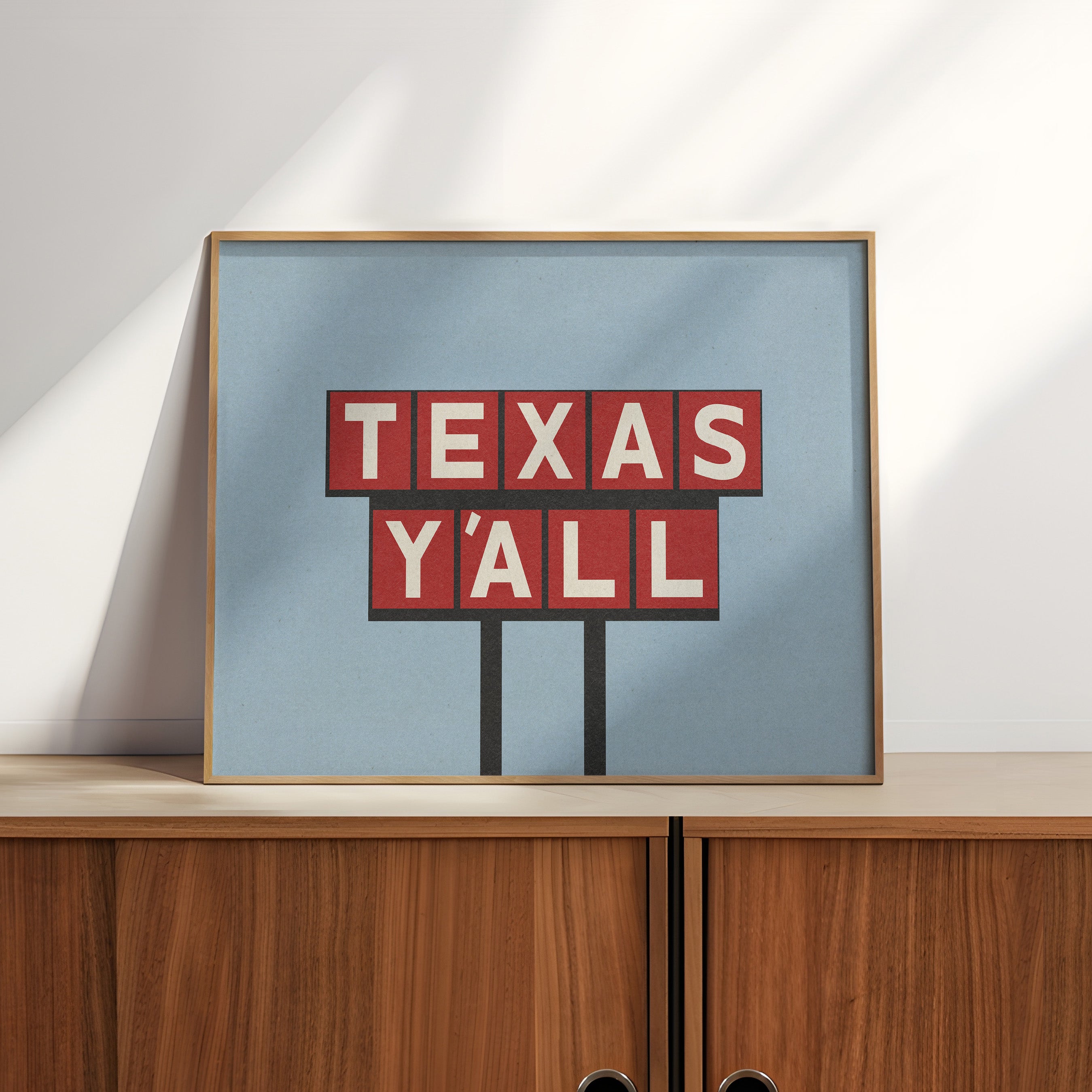 Texas Y'all Billboard Red & White Art Print - Tejas Country Club