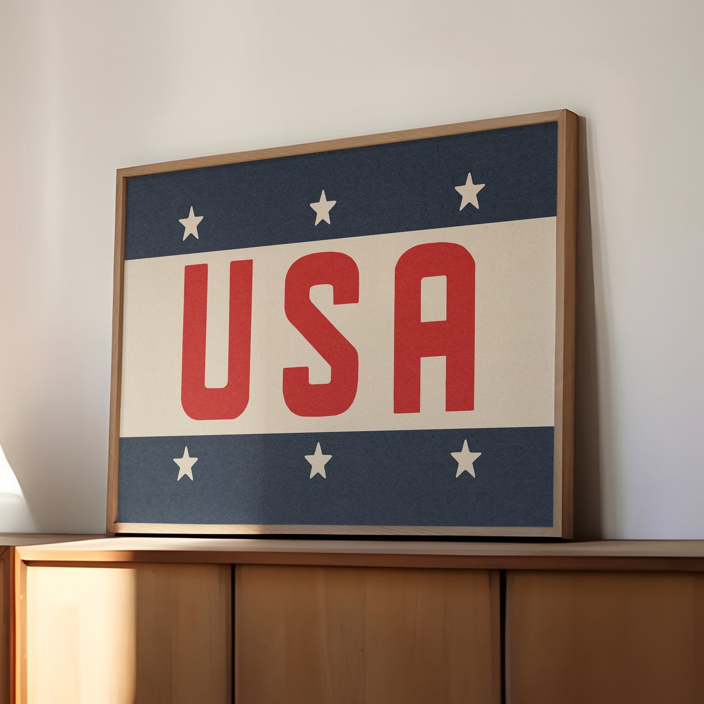 Framed USA Vintage Style Flag Print - Tejas Country Club
