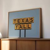 Texas Y'all Billboard Gold Art Print - Tejas Country Club