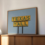 Texas Y'all Billboard Green & Gold Art Print - Tejas Country Club