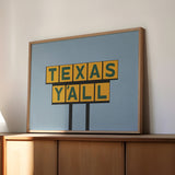 Texas Y'all Billboard Green & Gold Art Print - Tejas Country Club