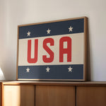 USA Patriotic Typography Art Print - Tejas Country Club