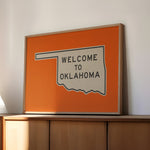 Welcome To Oklahoma Vintage Orange Road Sign Art Print - Tejas Country Club