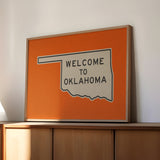 Welcome To Oklahoma Vintage Orange Road Sign Art Print - Tejas Country Club