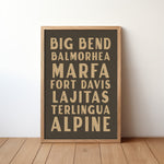 Big Bend West Texas Subway Scroll Art Print - Tejas Country Club