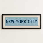 Framed New York City Columbia Blue and Navy Bus Scroll - Tejas Country Club