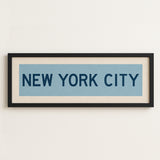 Framed New York City Columbia Blue and Navy Bus Scroll - Tejas Country Club