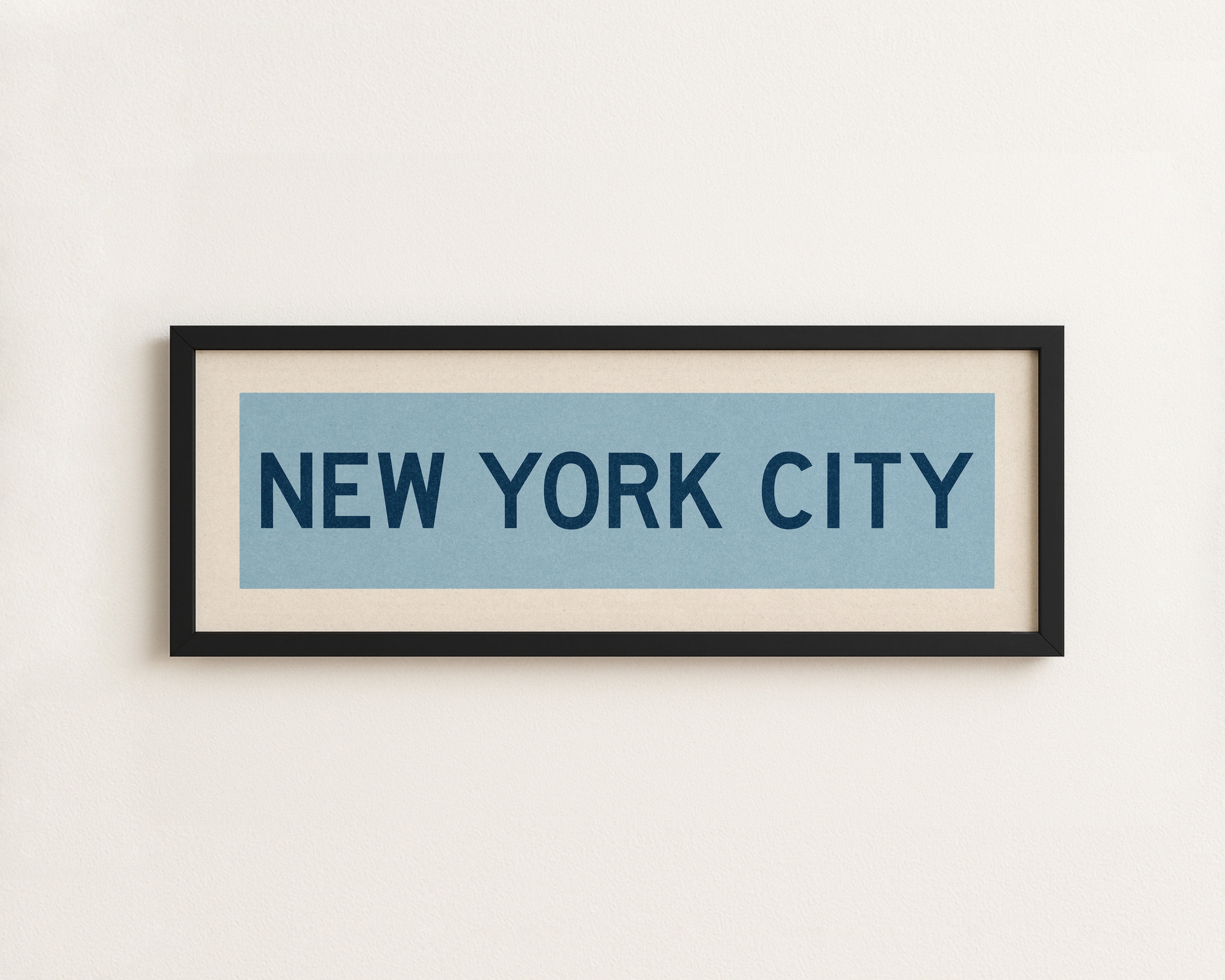 Framed New York City Columbia Blue and Navy Bus Scroll - Tejas Country Club