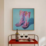 Disco Ball Pink Cowboy Boots Art Print - Tejas Country Club