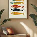 Five Sardines Mid Century Modern Art Print - Tejas Country Club