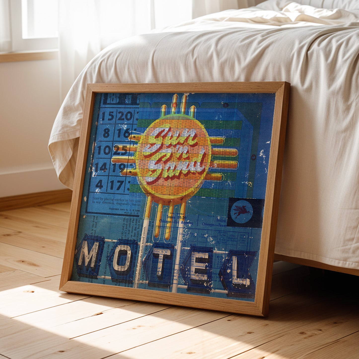 Sun 'n Sand Motel Mixed Media Collage Art Print - Tejas Country Club