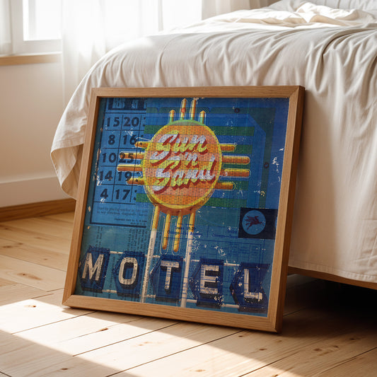 Sun 'n Sand Motel Mixed Media Collage Art Print