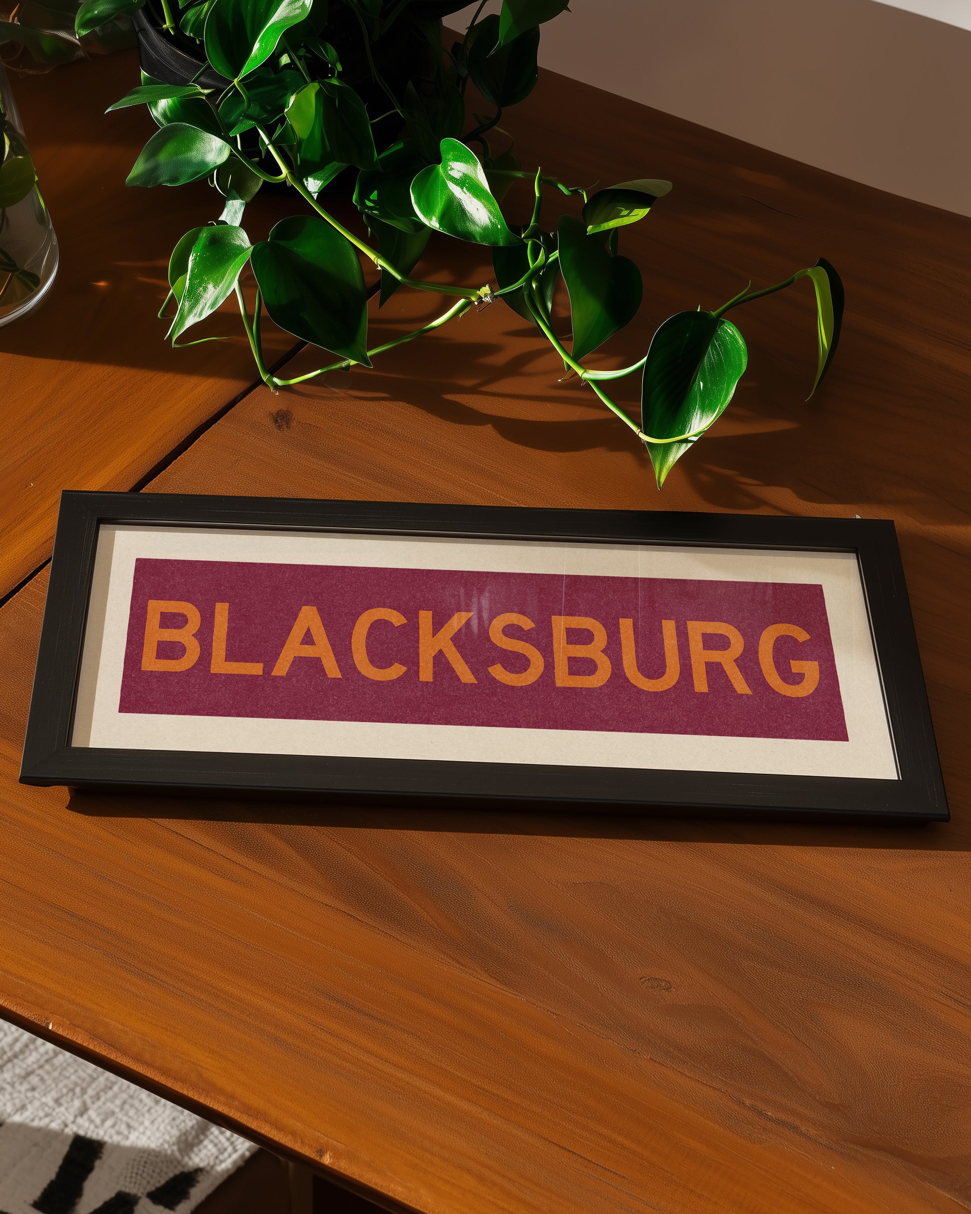 Framed Blacksburg Maroon Bus Scroll - Tejas Country Club