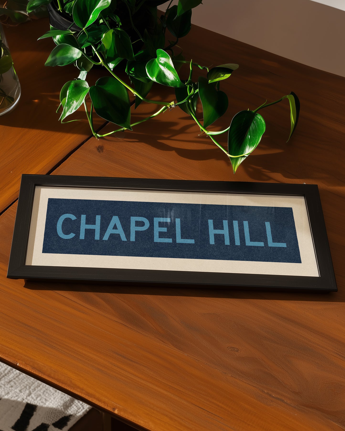 Framed Chapel Hill Blue Bus Scroll