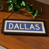 Framed Dallas Blue and White Bus Scroll - Tejas Country Club