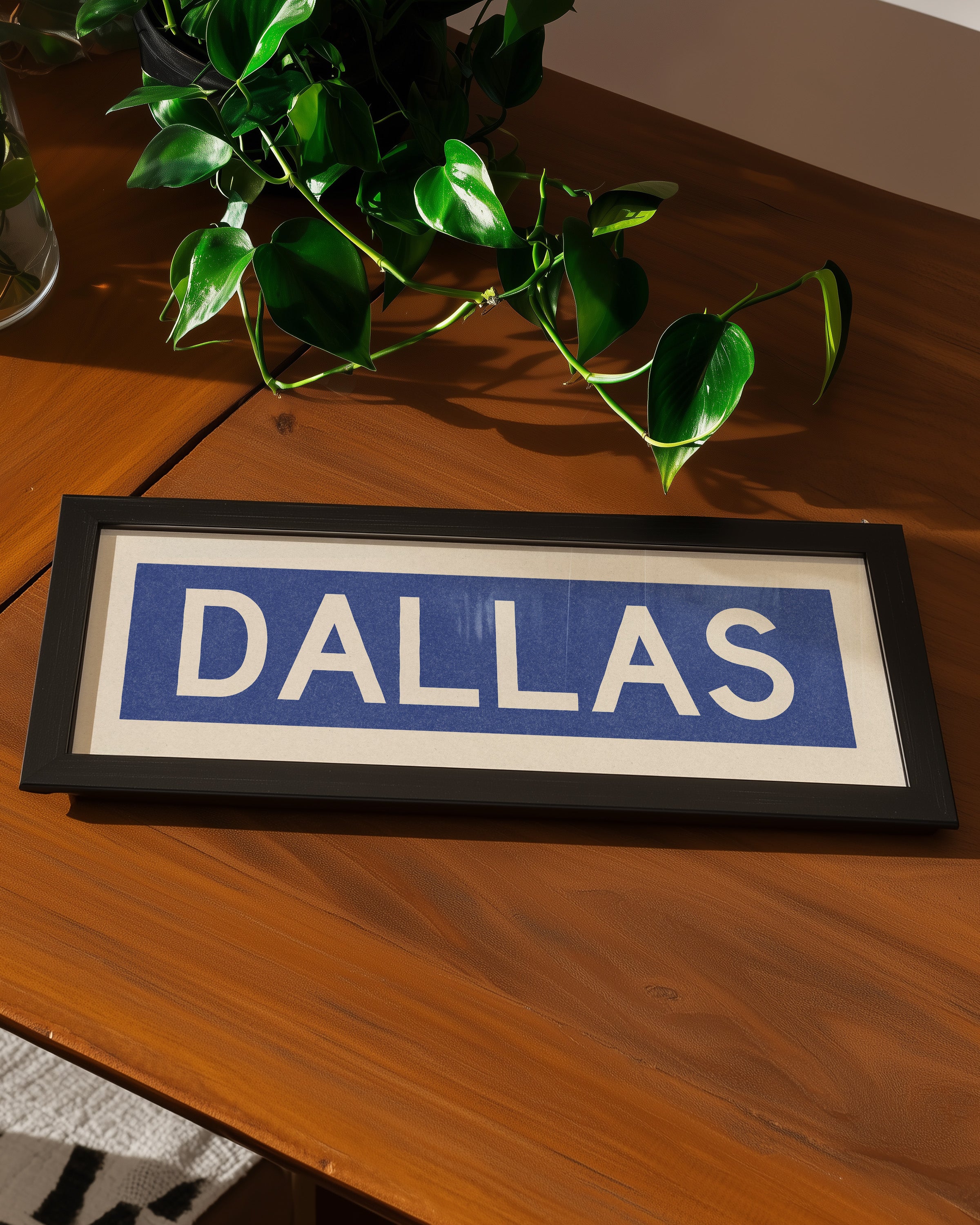 Framed Dallas Blue and White Bus Scroll - Tejas Country Club
