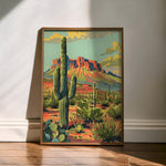 Vintage Postcard Style Desert Landscape Scene Art Print - Tejas Country Club