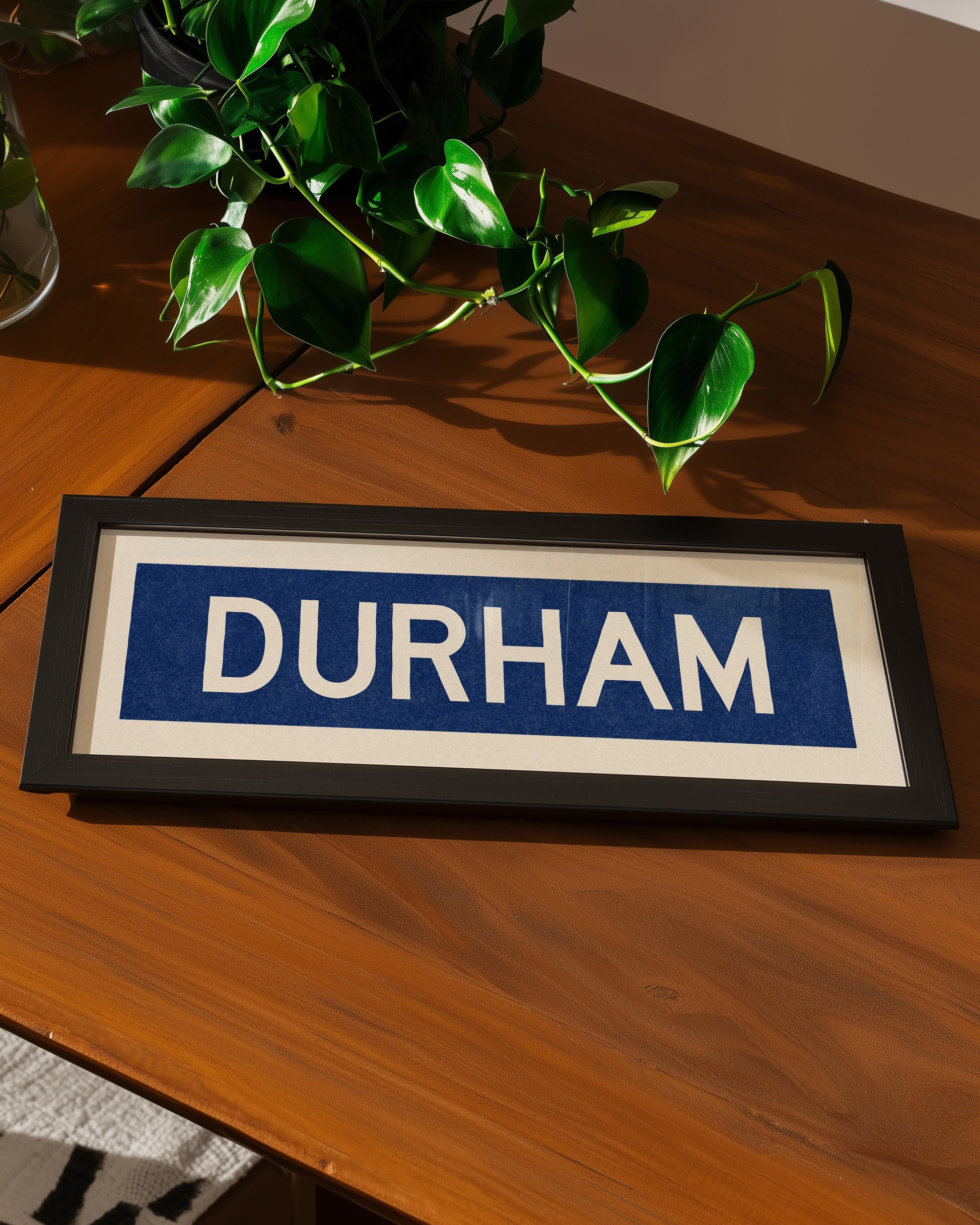 Framed Durham Blue Bus Scroll - Tejas Country Club