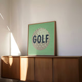 Retro Golf Ball Art Print Mint Green - Tejas Country Club