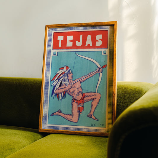Tejas Bow and Arrow Native Vintage Art Print