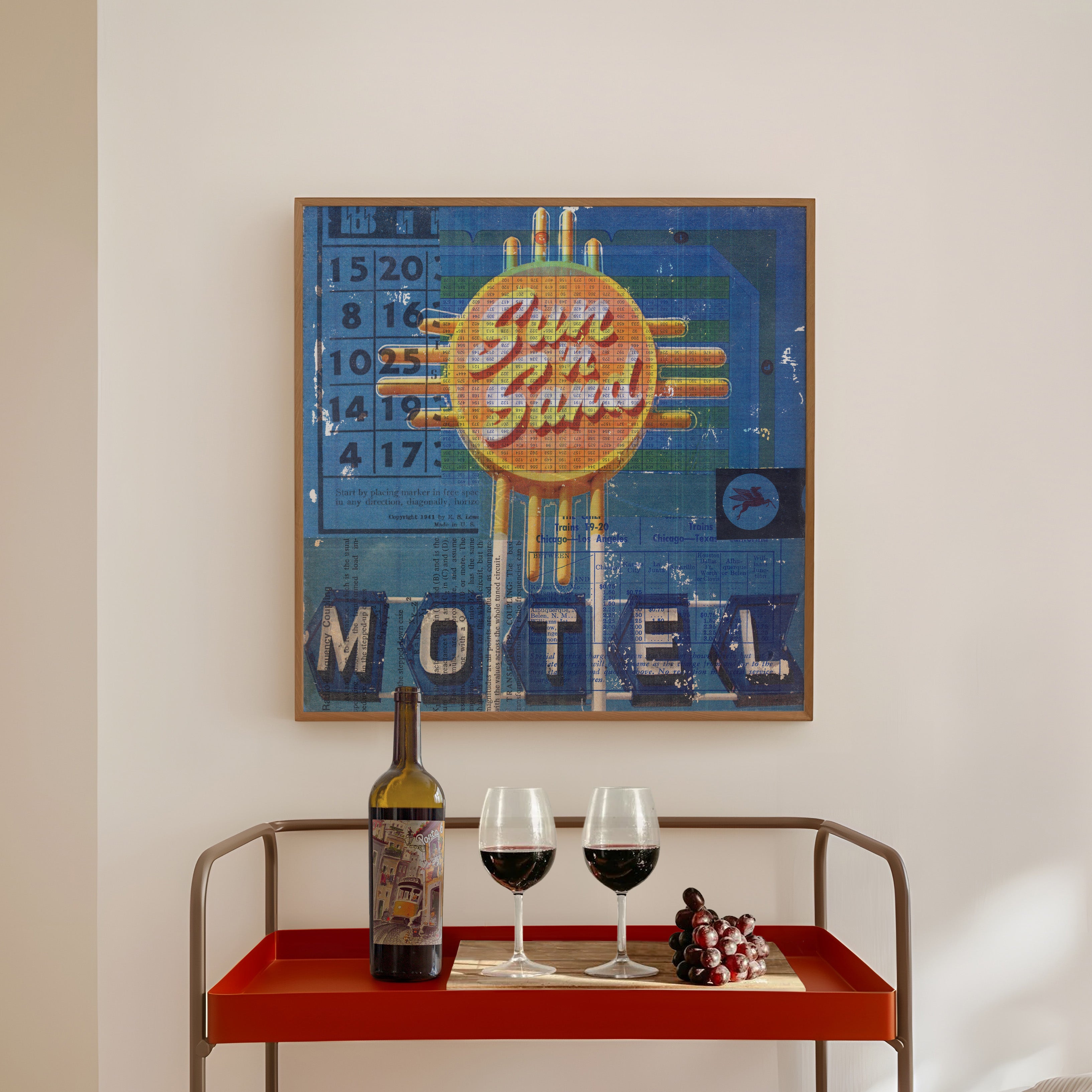 Sun 'n Sand Motel Mixed Media Collage Art Print - Tejas Country Club