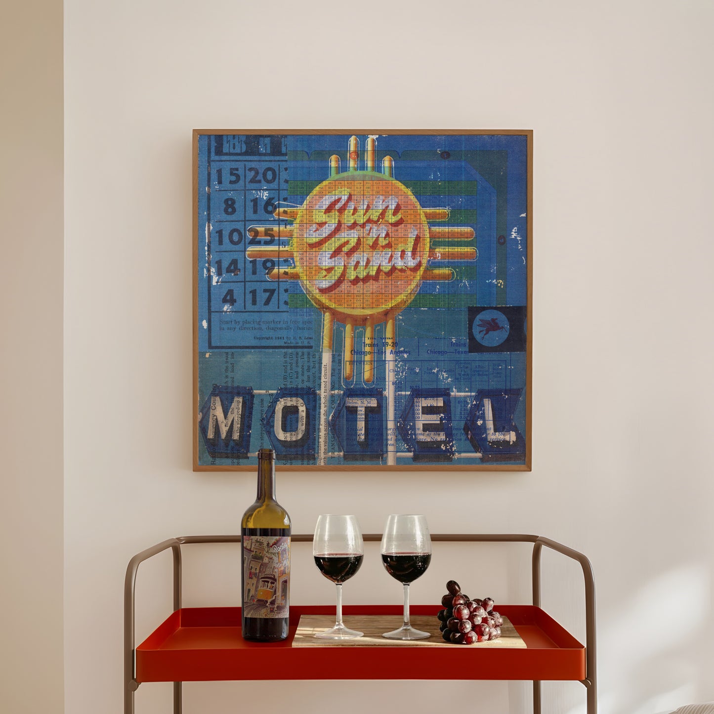 Sun 'n Sand Motel Mixed Media Collage Art Print