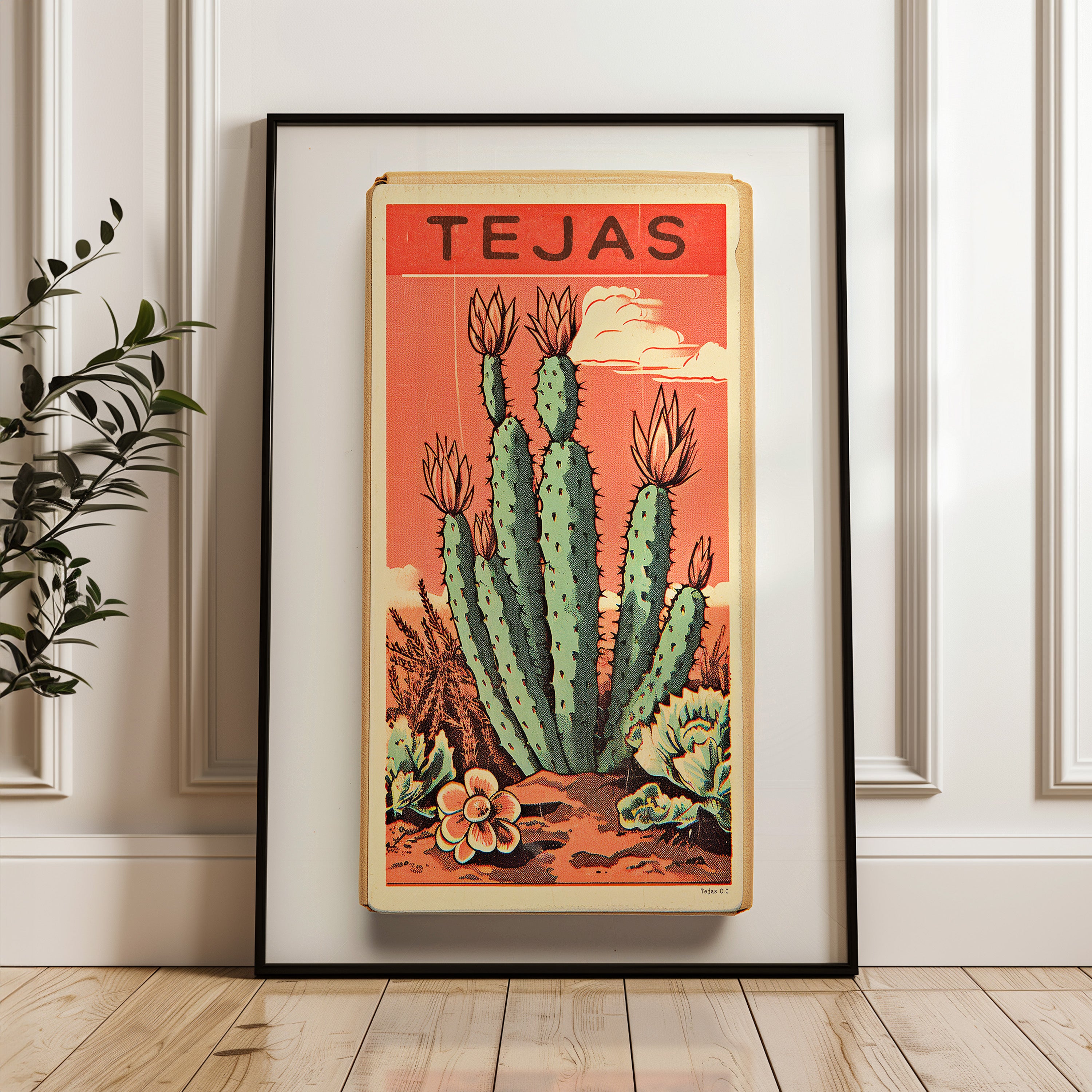 Cactus Landscape Matchbook Tejas Art Print - Tejas Country Club