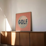 Retro Golf Ball Art Print Salmon Pink - Tejas Country Club