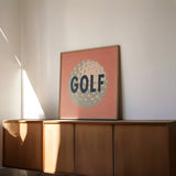 Retro Golf Ball Art Print Salmon Pink - Tejas Country Club