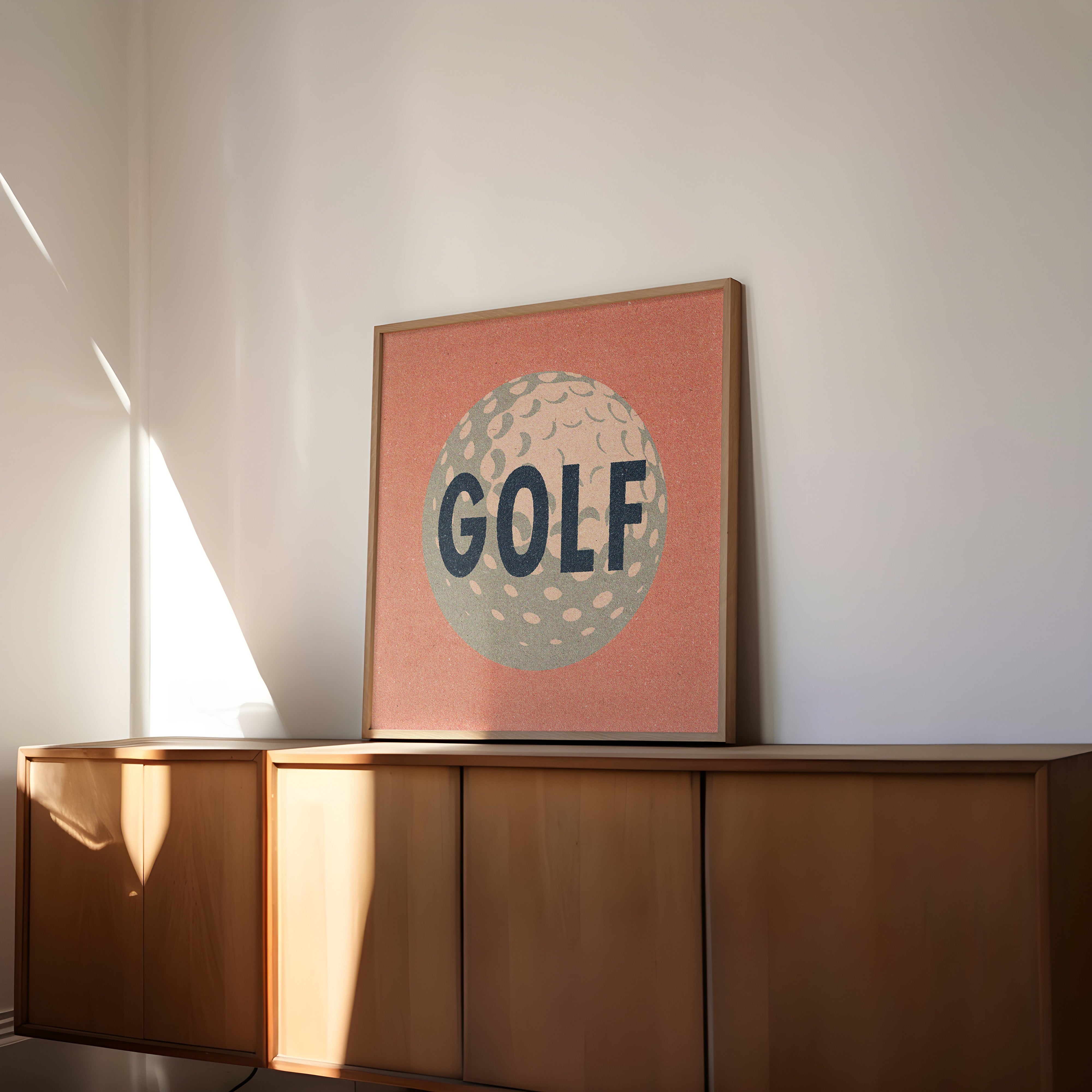 Retro Golf Ball Art Print Salmon Pink - Tejas Country Club
